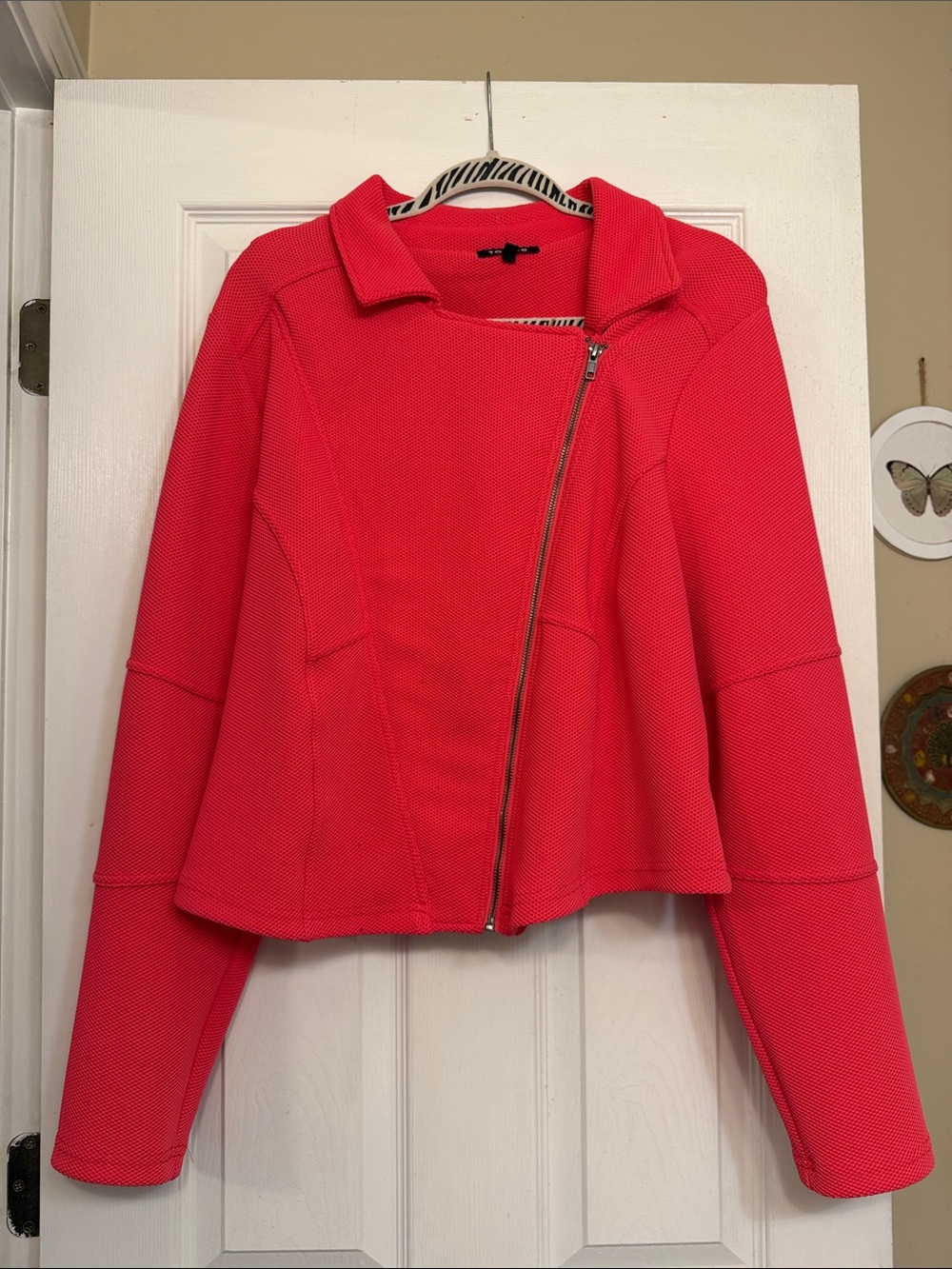 torrid Hot Pink Asymmetrical Zip Blazer jacket